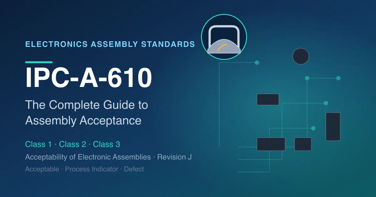 IPC-A-610 standard cover art showing a magnified solder fillet joint on a printed circuit board