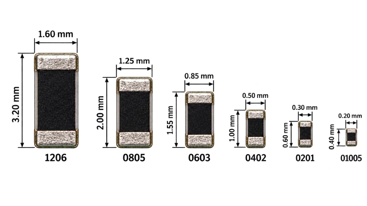 Comparison of common SMD resistor package sizes=